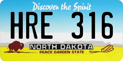 ND license plate HRE316