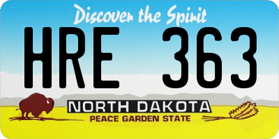 ND license plate HRE363