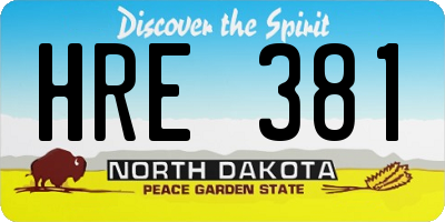 ND license plate HRE381