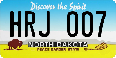 ND license plate HRJ007