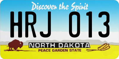 ND license plate HRJ013