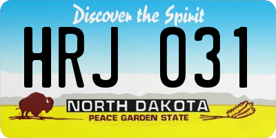 ND license plate HRJ031