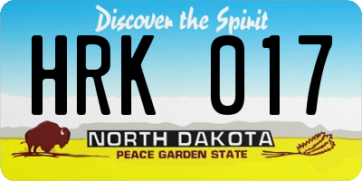 ND license plate HRK017