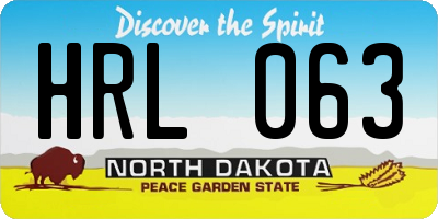 ND license plate HRL063