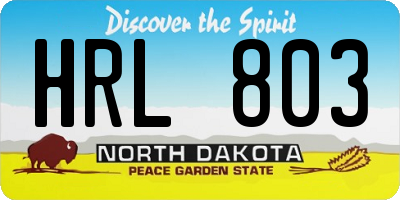 ND license plate HRL803