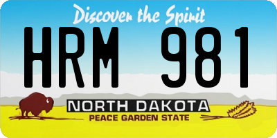 ND license plate HRM981