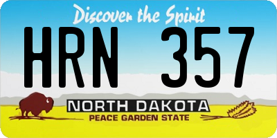 ND license plate HRN357