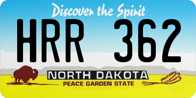 ND license plate HRR362