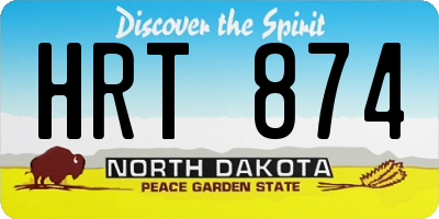 ND license plate HRT874