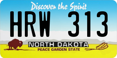 ND license plate HRW313