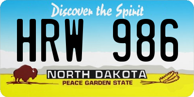 ND license plate HRW986