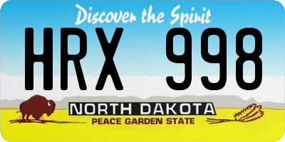 ND license plate HRX998