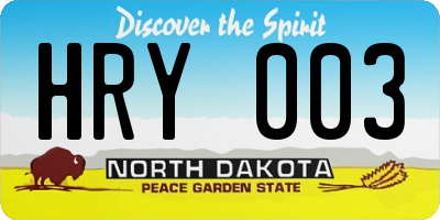 ND license plate HRY003