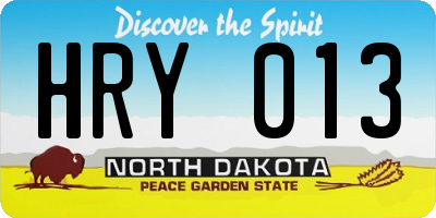 ND license plate HRY013