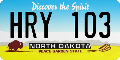 ND license plate HRY103