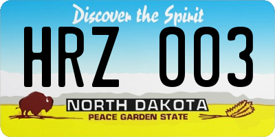 ND license plate HRZ003
