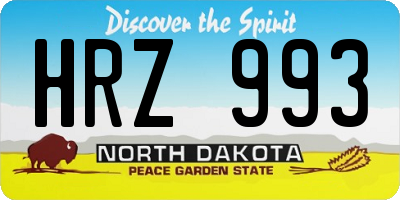 ND license plate HRZ993