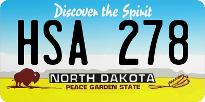 ND license plate HSA278