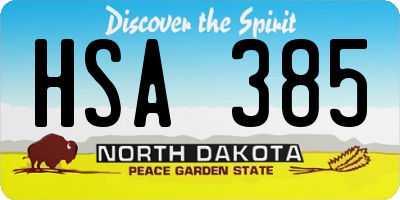 ND license plate HSA385