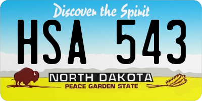 ND license plate HSA543