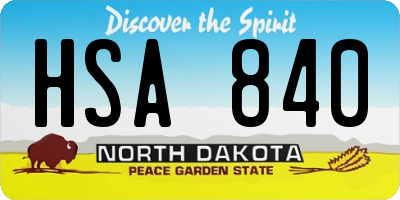 ND license plate HSA840