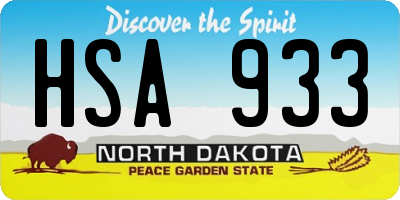 ND license plate HSA933