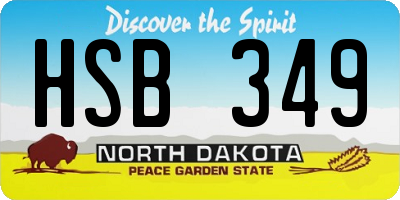 ND license plate HSB349