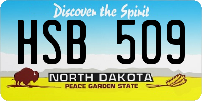 ND license plate HSB509