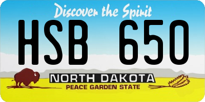 ND license plate HSB650