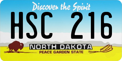 ND license plate HSC216