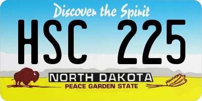 ND license plate HSC225