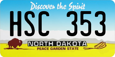 ND license plate HSC353