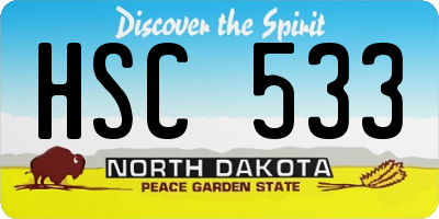 ND license plate HSC533