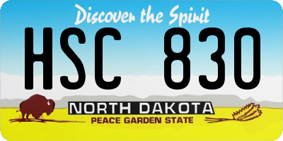 ND license plate HSC830
