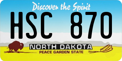 ND license plate HSC870