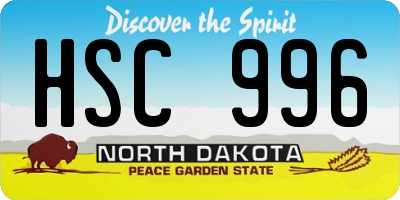 ND license plate HSC996