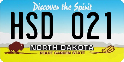 ND license plate HSD021