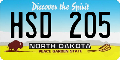 ND license plate HSD205