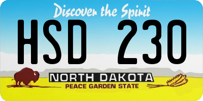 ND license plate HSD230