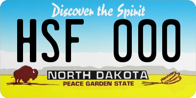 ND license plate HSF000