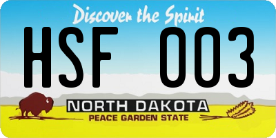 ND license plate HSF003