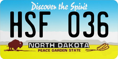ND license plate HSF036
