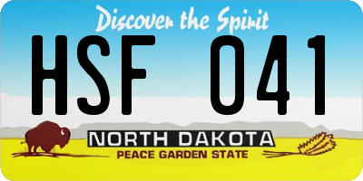 ND license plate HSF041