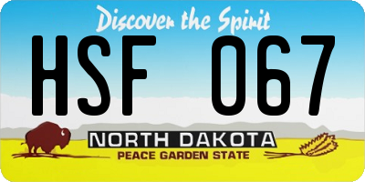 ND license plate HSF067