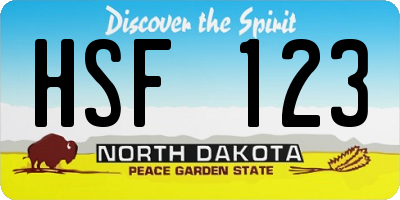 ND license plate HSF123