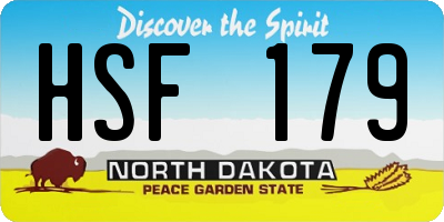 ND license plate HSF179