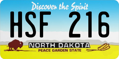 ND license plate HSF216