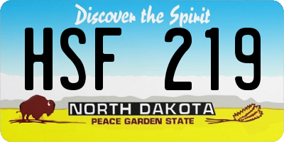 ND license plate HSF219