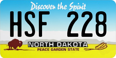 ND license plate HSF228