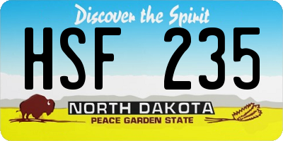 ND license plate HSF235